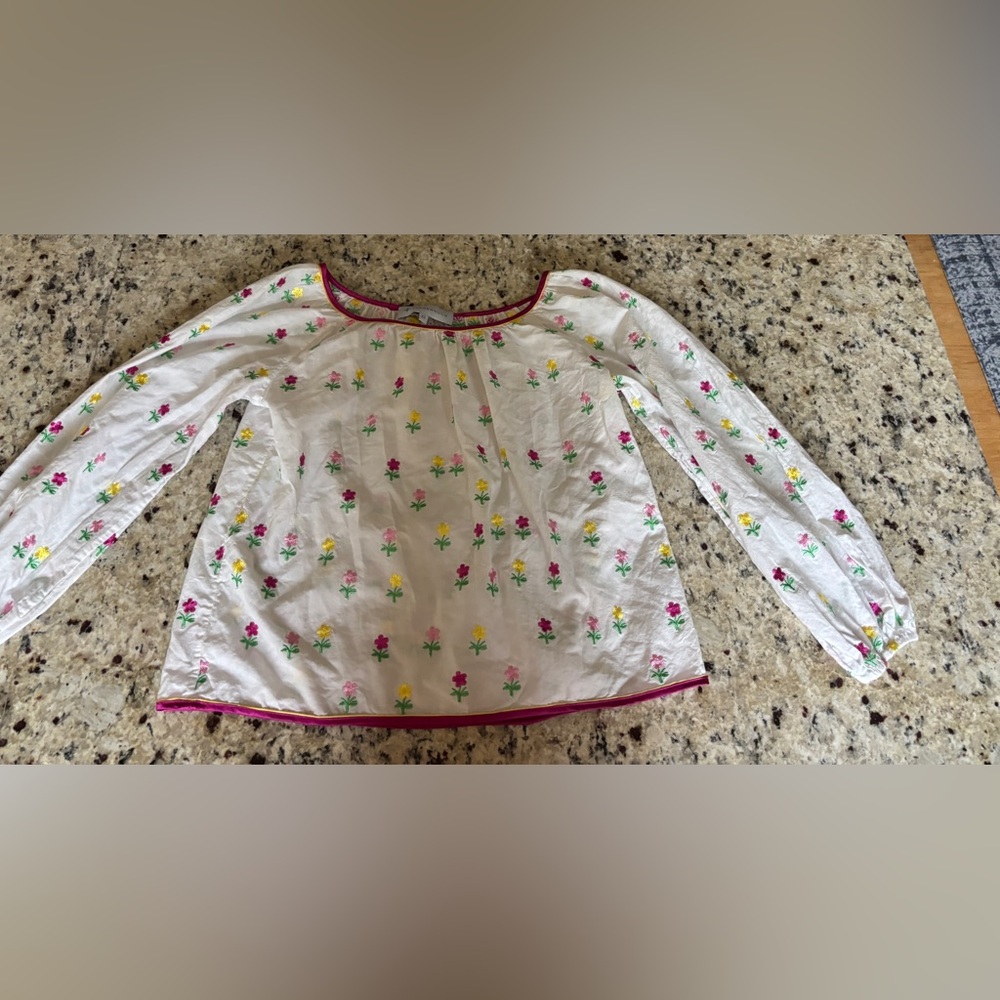 Tuckernuck Embroidered Floral Top with Pink and Yellow Accents